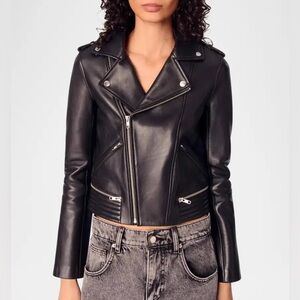 Maje Basaltm Leather Biker Jacket in Black New with Tags!